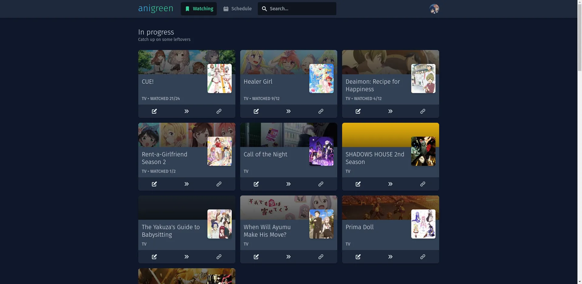 a screenshot of anigreen